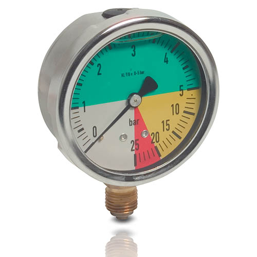 Manometer für Flüssigdünger, Anschluss Unten, 63 mm, 1/4 Zoll