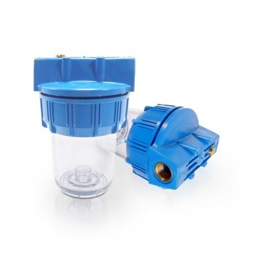 RF Standard Wasserfilter Filtergehäuse 5 Zoll,  mit 3/4 Zoll MS-Innengewinde, blau/transparent